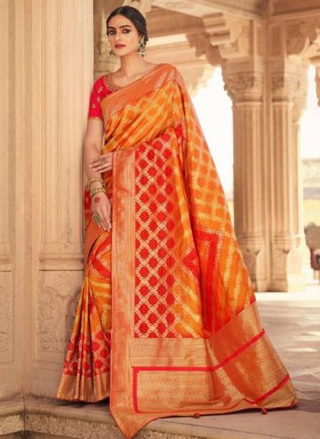Orange Vrindavan 23 New Fancy Heavy Festive Wear Saree Collection 10158